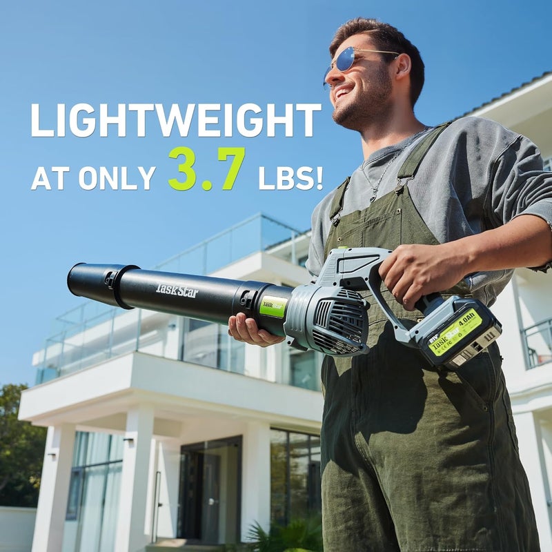 TaskStar Leaf Blower for Lawn: 550CFM Battery Electric Cordless Small Blower with Swivel Head Total 8.0 Ah Battery & Charger - Mini-Leaf for Decker Car Patio Yard - Image 4